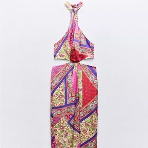 Zara Multicolor Halter Maxi Dress